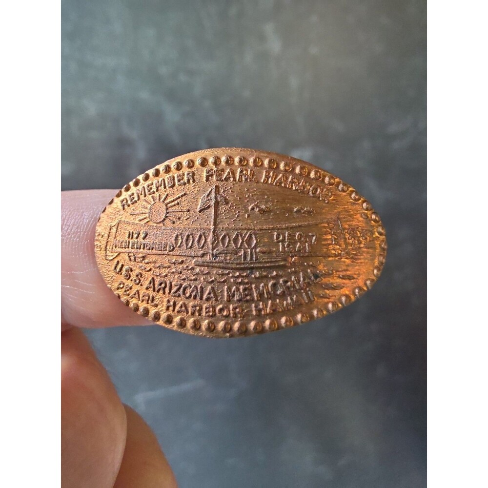 Remember Pearl Harbor U.S.S. Arizona Memorial Elongated Penny Token Vintage